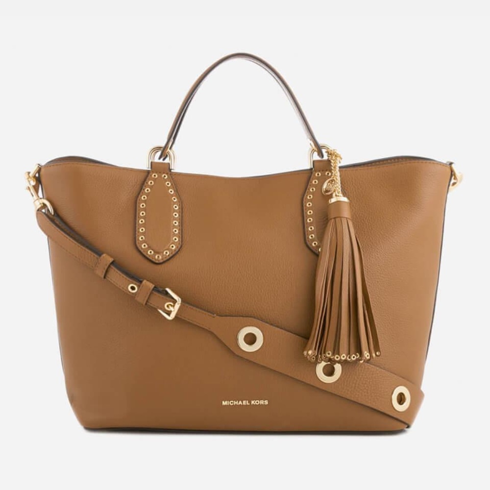 Michael Kors Brooklyn large shoulder brown leather purse. Good used condition!